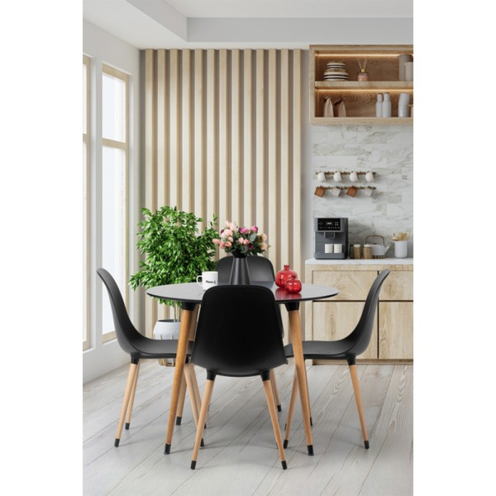 Flora Design Atlas Mdf 95CM / Yuvarlak Mutfak Masası / Yuvarlak Yemek Masası / Yuvarlak Masa / Granit Desen Masa - Sandalye Seti / Takımı Fiyatı