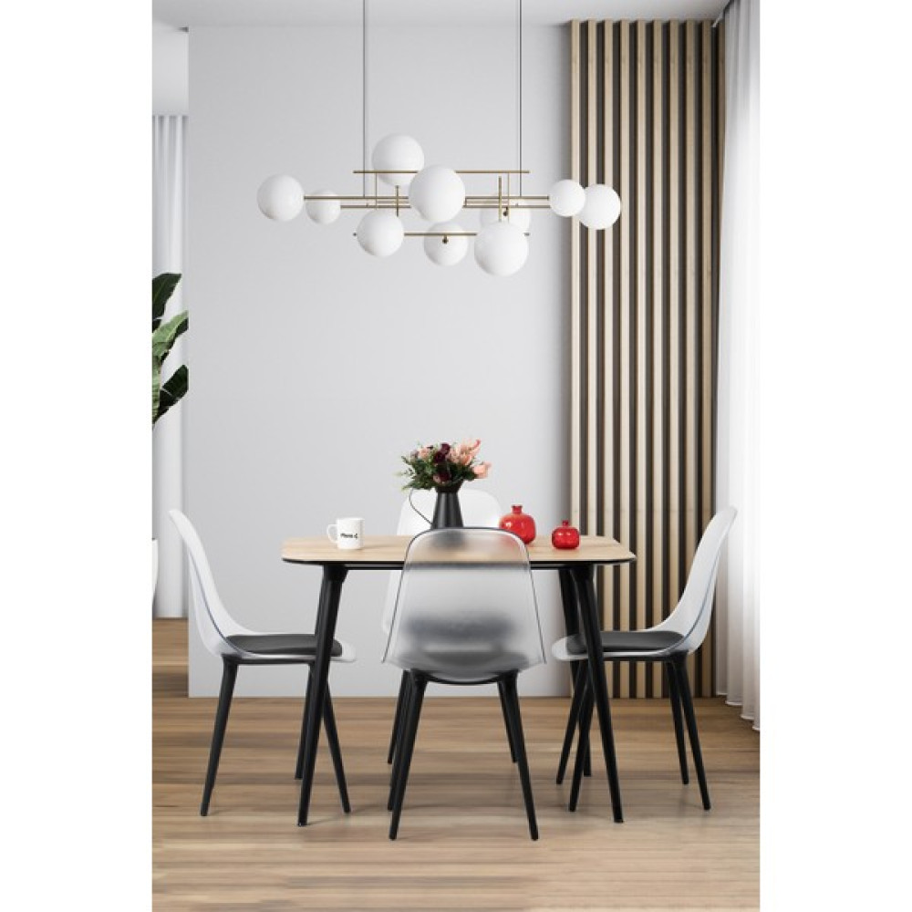 Flora Design Atlas Nuans Mdf 100X80 Nuans / Mutfak Masa Takımı / 4 Kişilik Mutfak Masası / Meşe Siyah Masa - Sandalye Seti / Takımı Fiyatı