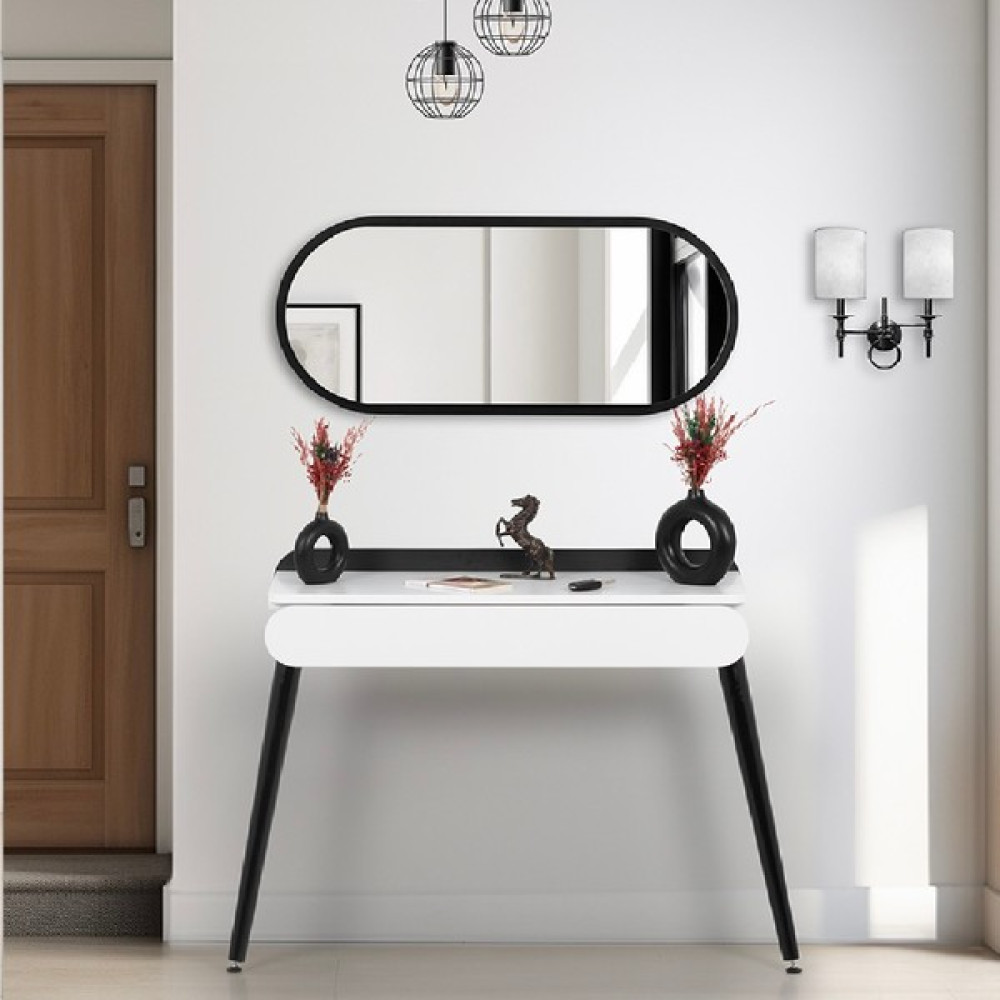 Flora Design Flora Alize Çekmeceli ve Aynalı Dresuar (90X32 Cm) - Siyah Dresuar / Makyaj Masası Fiyatı