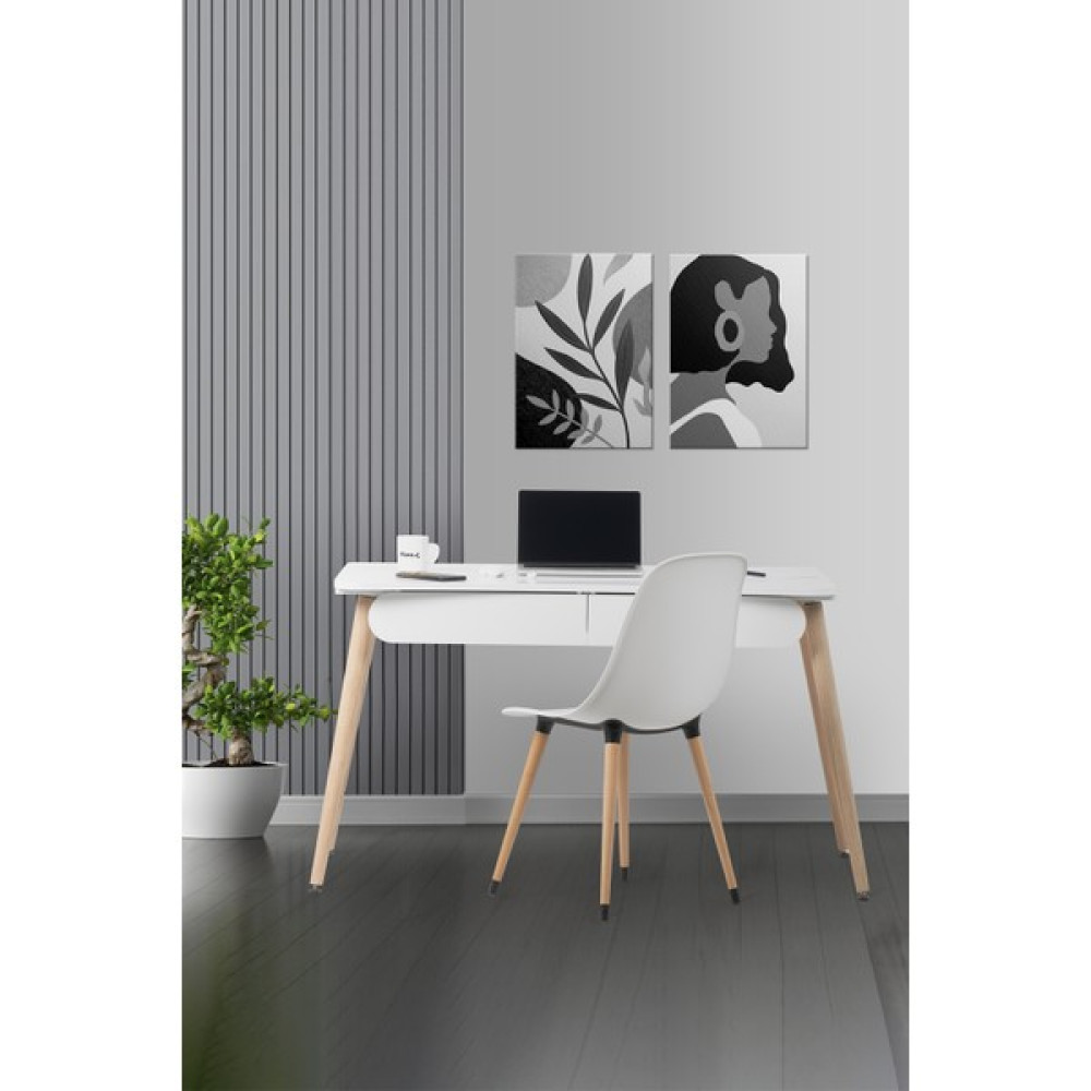 Flora Design Flora Logo AXEN120 (Beyaz) / Çalışma Masası Takımı / Çalışma Masası + Çalışma Sandalyesi Siyah - 120x65 - Beyaz Çalışma Masası Fiyatı