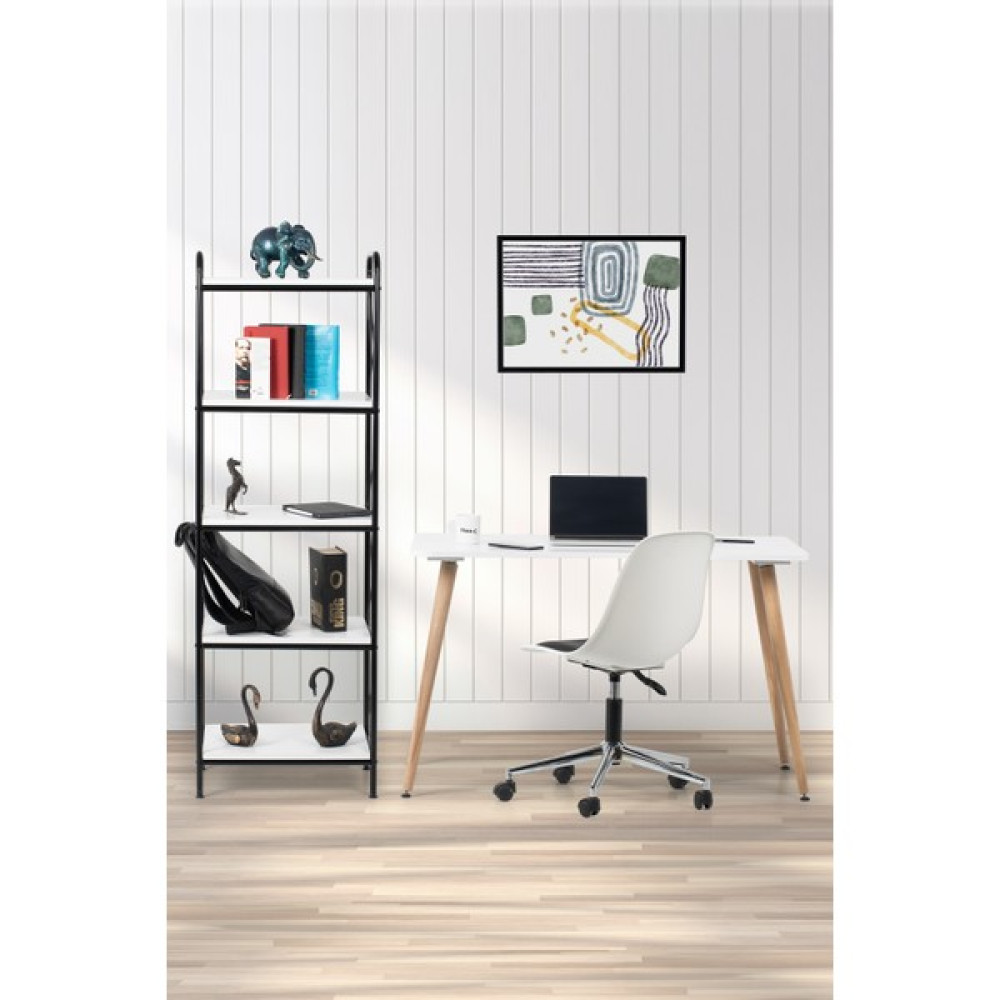 Flora Design Flora Max Alfa 120 (Beyaz) / Çalışma Masa Takımı / Bilgisayar Masası + Çalışma Koltuğu + Kitaplık - 120x65 - Beyaz Çalışma Masası Fiyatı