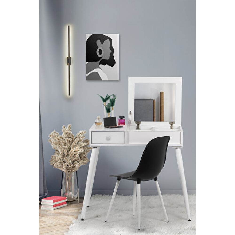 Flora Design Tual Beyaz Axen / Aynalı Makyaj Masası Takımı / Makyaj Organizeri / Makyaj Masası Dresuar / Makyaj Masası Fiyatı