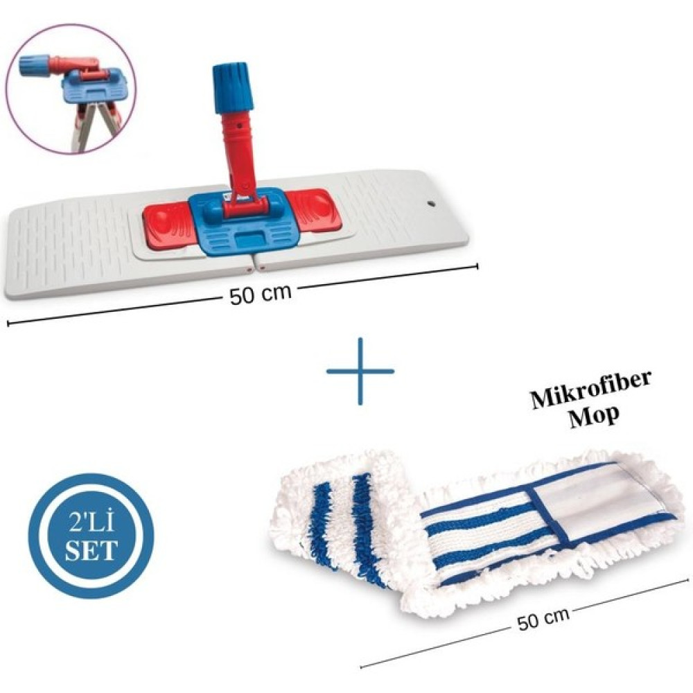 Flora Endüstriyel Nemli Mop Aparatı 50 cm ve Mikrofiber Nemli Mop 50 cm Seti - Beyaz Oto Boyaları Fiyatı
