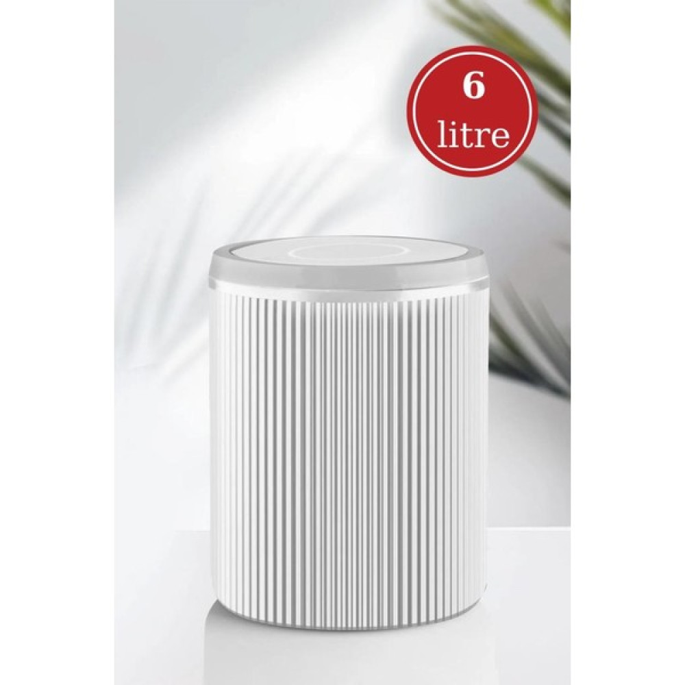 Flora Sallanır Kapak Yuvarlak Çöp Kovası, Mutfak Banyo Tezgah Üstü Çöp Kovası 6 Litre Beyaz - 18 x 25 Çöp Kovaları Fiyatı