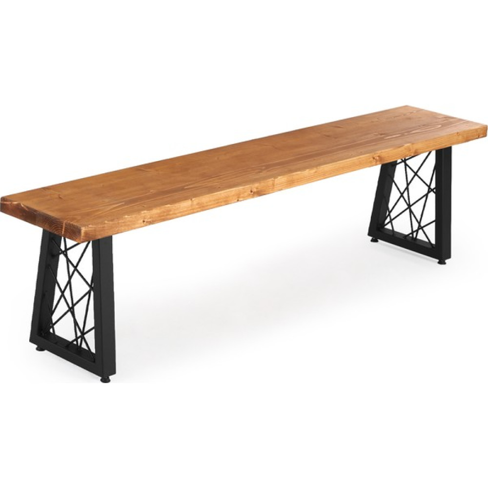 Flora Wood Doğal Ahşap Ladin Kütük Ağaç Bench Bank Tel Detaylı U Ayak 120 x 32 cm - Kahverengi Mutfak Dolabı / Mobilyası Fiyatı