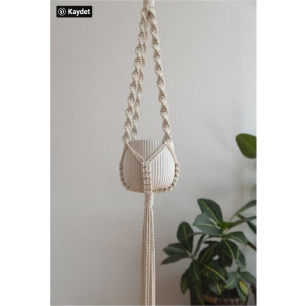 Floral Macrame Design Makrome Ip Askı Saksılık Çiçeklik Saksı ve Aksesuarları Fiyatı