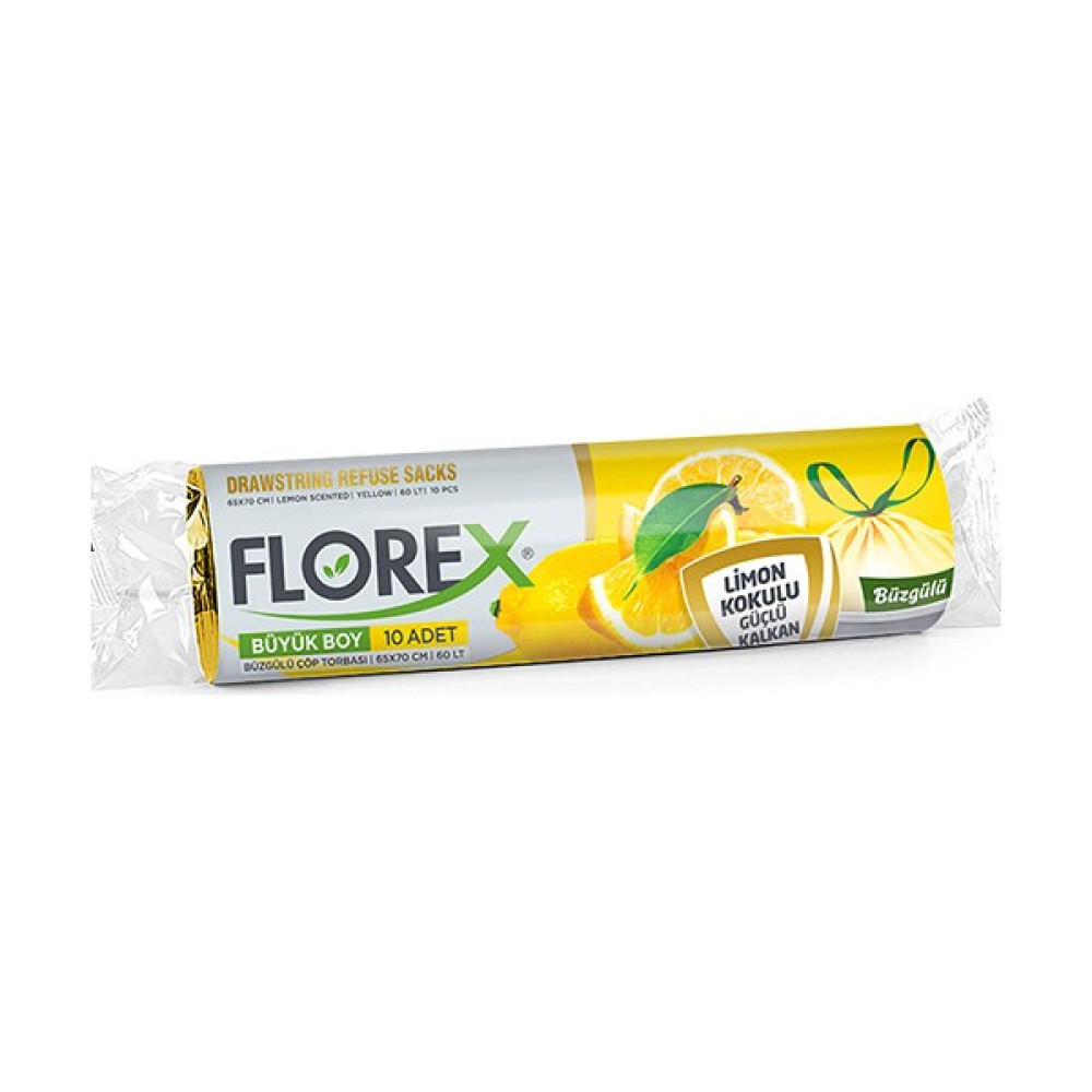 Florex Büzgülü Çöp Torbası Limon Kokulu Büyük Boy Çöp Poşetleri Fiyatı