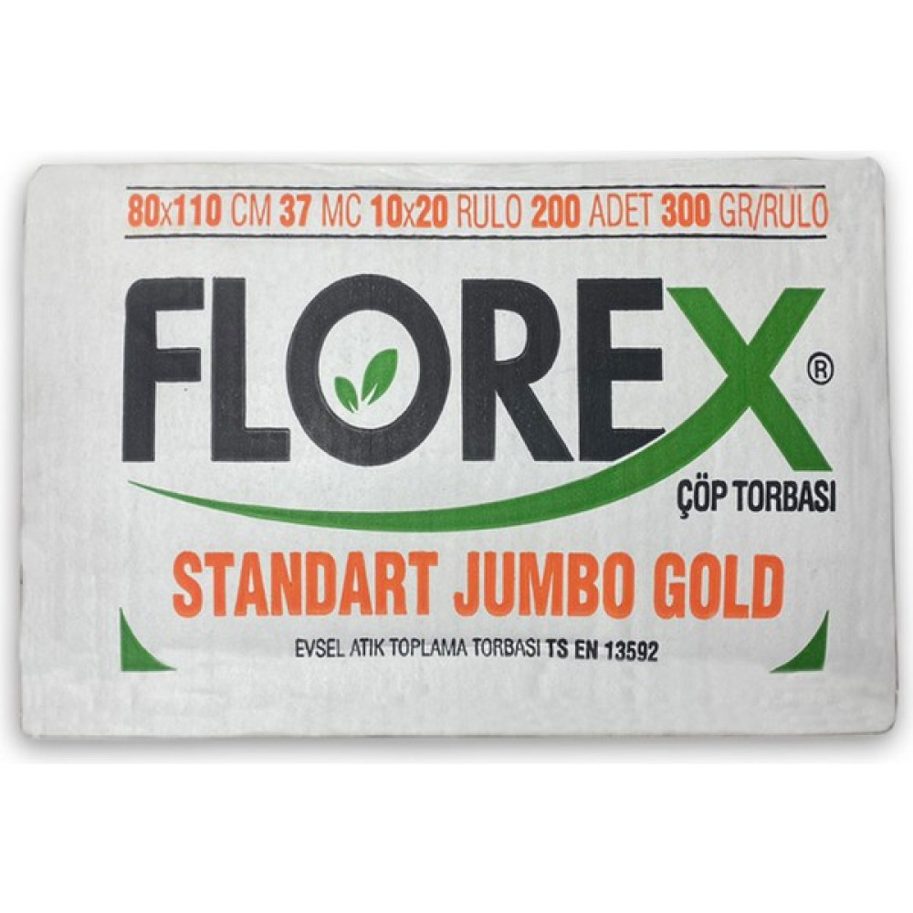 Florex Çöp Poşeti 80X110 cm 300 gr Siyah Jumbo 1 Koli 20 Rulo 200 Adet - 80 x 110 cm Çöp Poşetleri Fiyatı