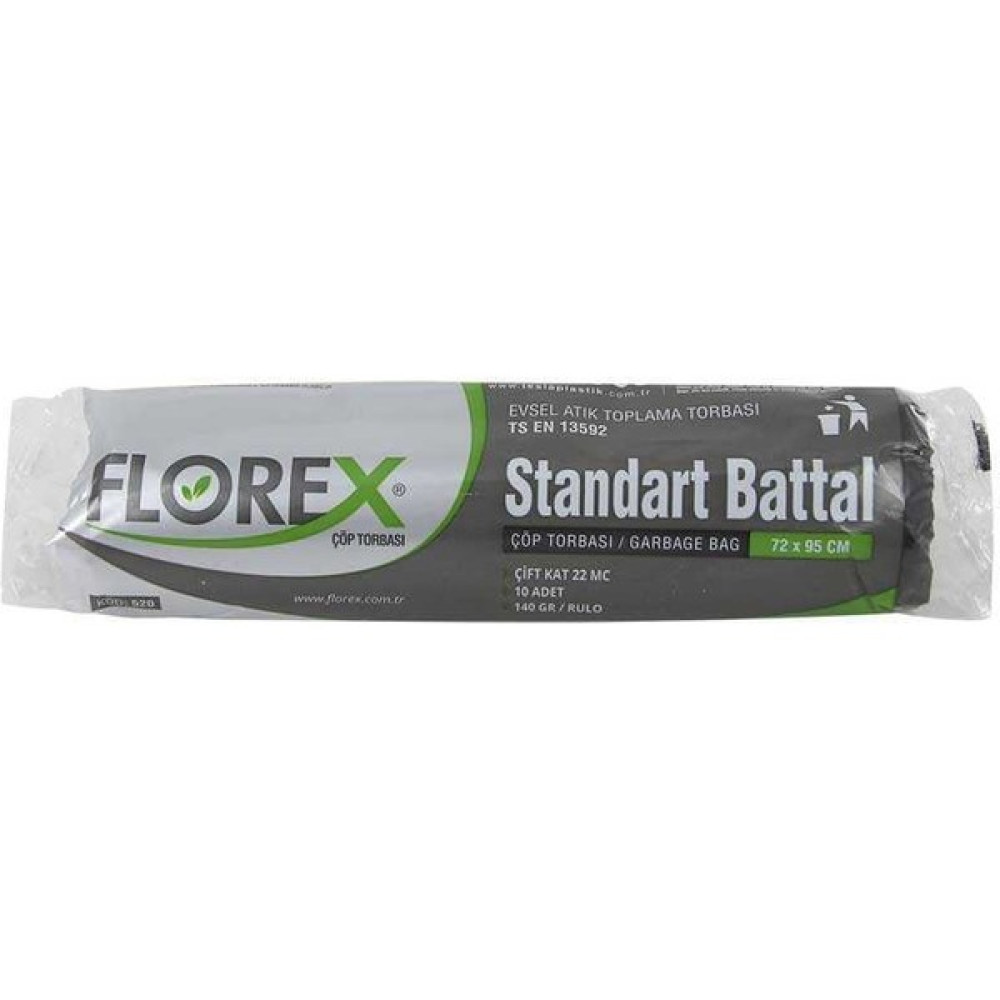Florex Çöp Torbası Standart Battal Boy Siyah Çöp Poşeti 72 x 95 cm 3 Rulo 10'lu Çöp Poşetleri Fiyatı