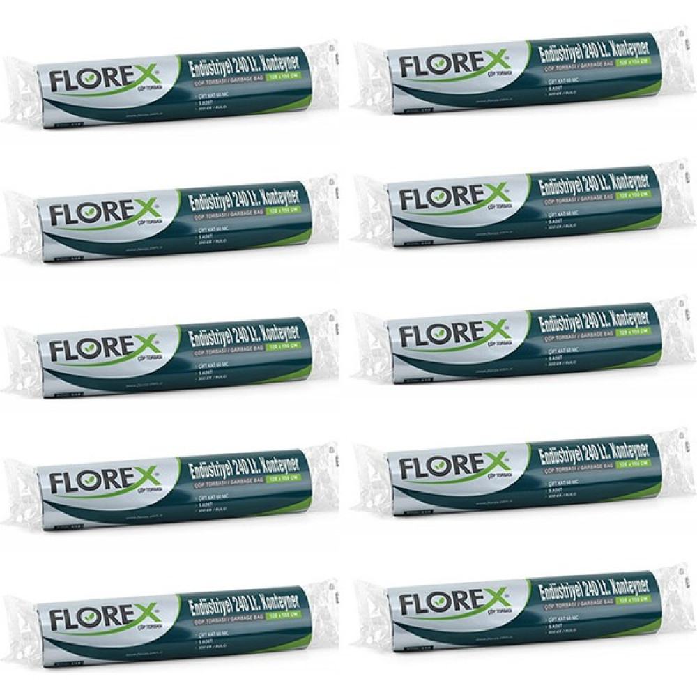 Florex Endüstryel 240 Lt Konteyner Siyah Çöp Poşeti 120 x 150 cm - 10 Paket Çöp Poşetleri Fiyatı