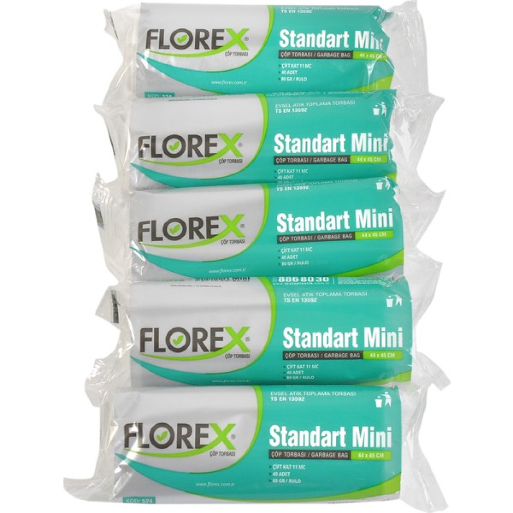 Florex Standart Mini Beyaz Çöp Torbası 44x45 cm 5 Rulo Çöp Poşetleri Fiyatı