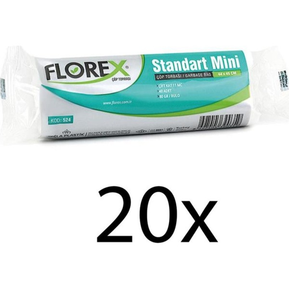 Florex Standart Mini Boy 40'lı Çöp Torbası Beyaz 40 x 45 cm 20'li Çöp Poşetleri Fiyatı