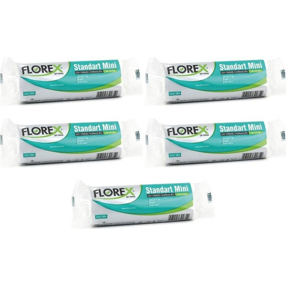 Florex Standart Mini Boy Çöp Torbası Beyaz 40 x 45 cm 40'lı x 5 Paket Çöp Poşetleri Fiyatı