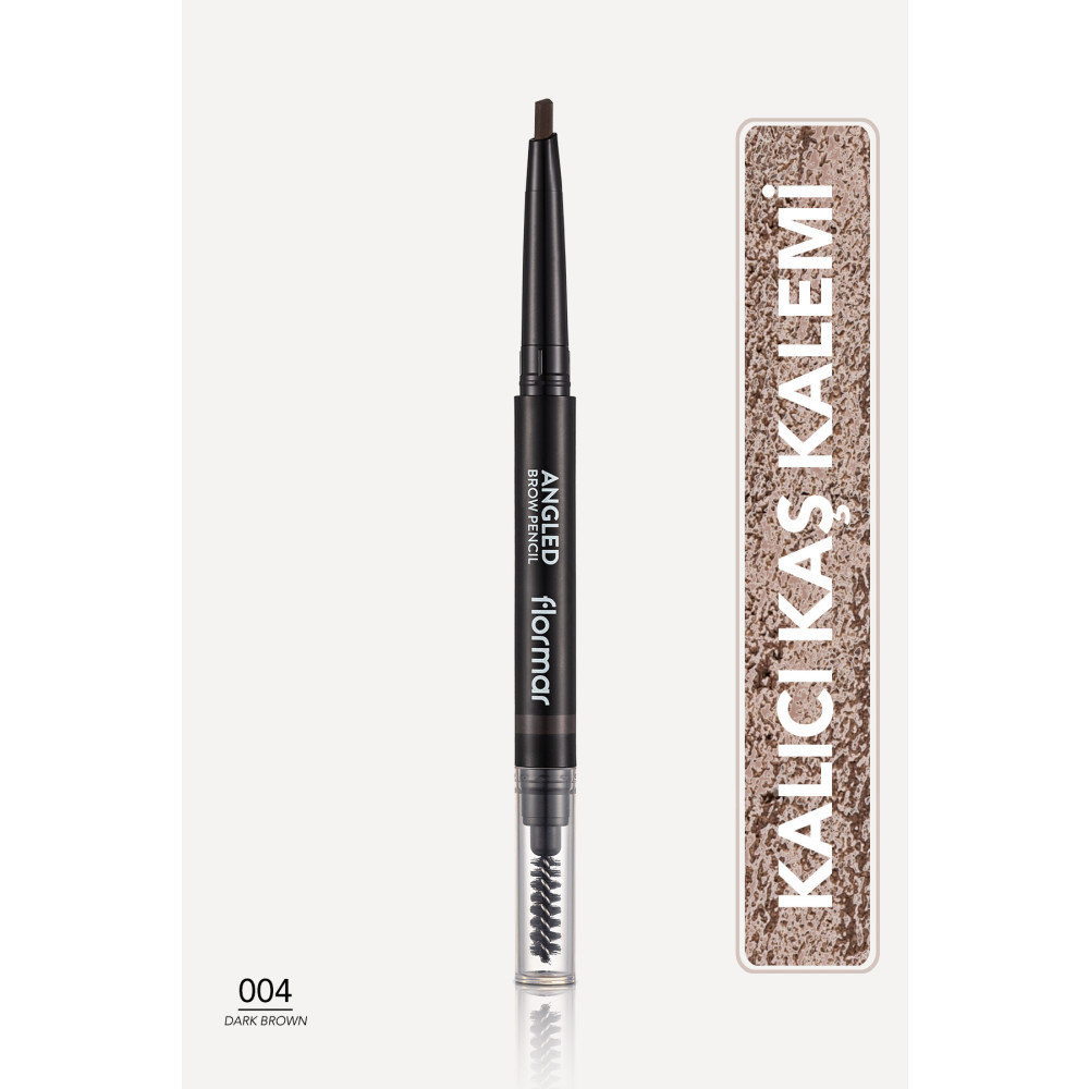 Flormar İki Uçlu Açılı Kaş Kalemi ve Kaş Fırçası (Koyu Kahve) - Angled Brow Pencil - 004 - 8690604572069 Kaş Makyajı Fiyatı