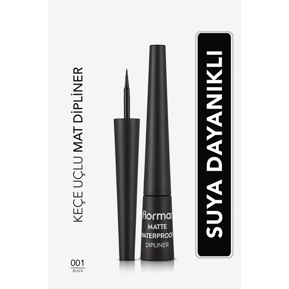 Flormar Suya Dayanıklı Mat Dipliner (SİYAH) - Waterproof Dipliner - 001 Black - 8690604536481 Eyeliner Fiyatı