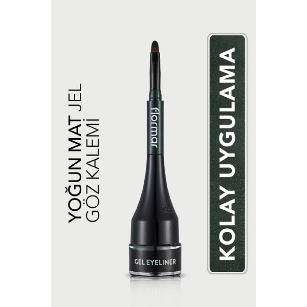 Flormar-Yoğun Jel Dokulu ve Yüksek Pigmentli Gel Eyeliner Mini Fırçalı Mat Eyeliner (004 Yeşil) 8690604591909 Eyeliner Fiyatı
