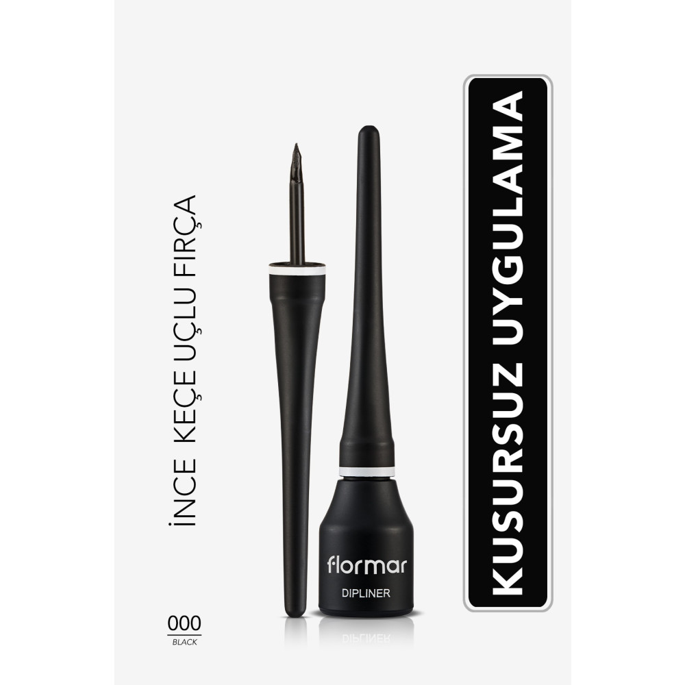 Flormar Yoğun Pigmentli Ince Keçe Fırçalı Yarı Mat Dipliner (SİYAH) - Dipliner-000black-8690604330003 Eyeliner Fiyatı