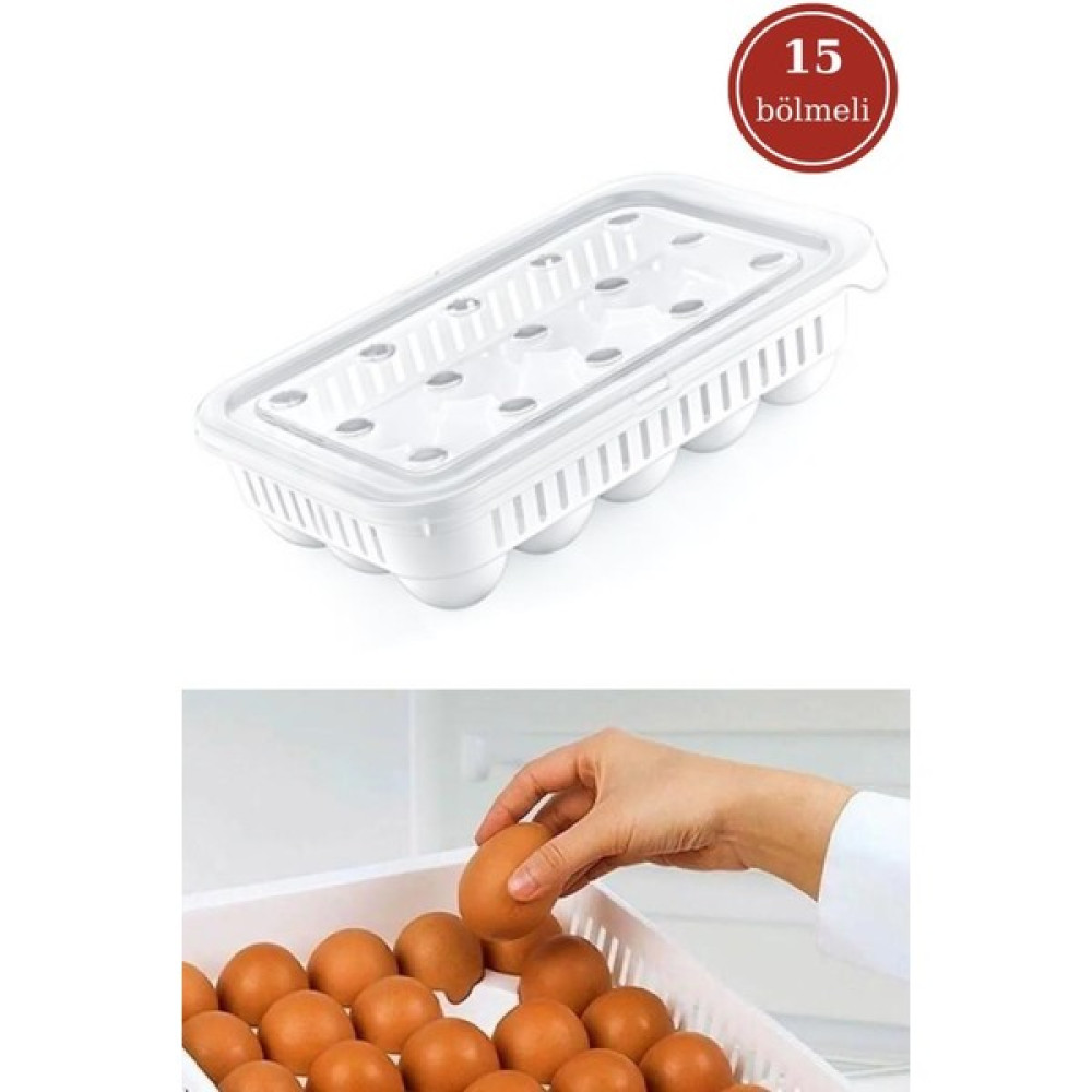 Flosoft 15 Bölmeli Yumurta Saklama Kabı, Kapaklı Yumurta Düzenleyici, Steril Yumurtalık Organizer 15’li - Renk - Beyaz Saklama Kapları Fiyatı