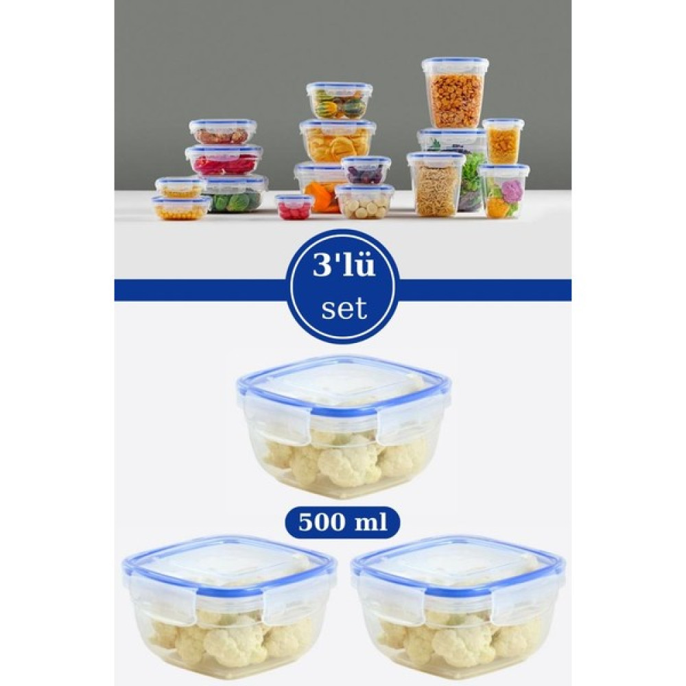 Flosoft 500 ml Contalı Kilitli Sızdırmaz Hava Almaz Saklama Kabı Kahvaltılık 3’lü Set (500MLX3 Adet) - Hacim - Şeffaf Oto Boyaları Fiyatı
