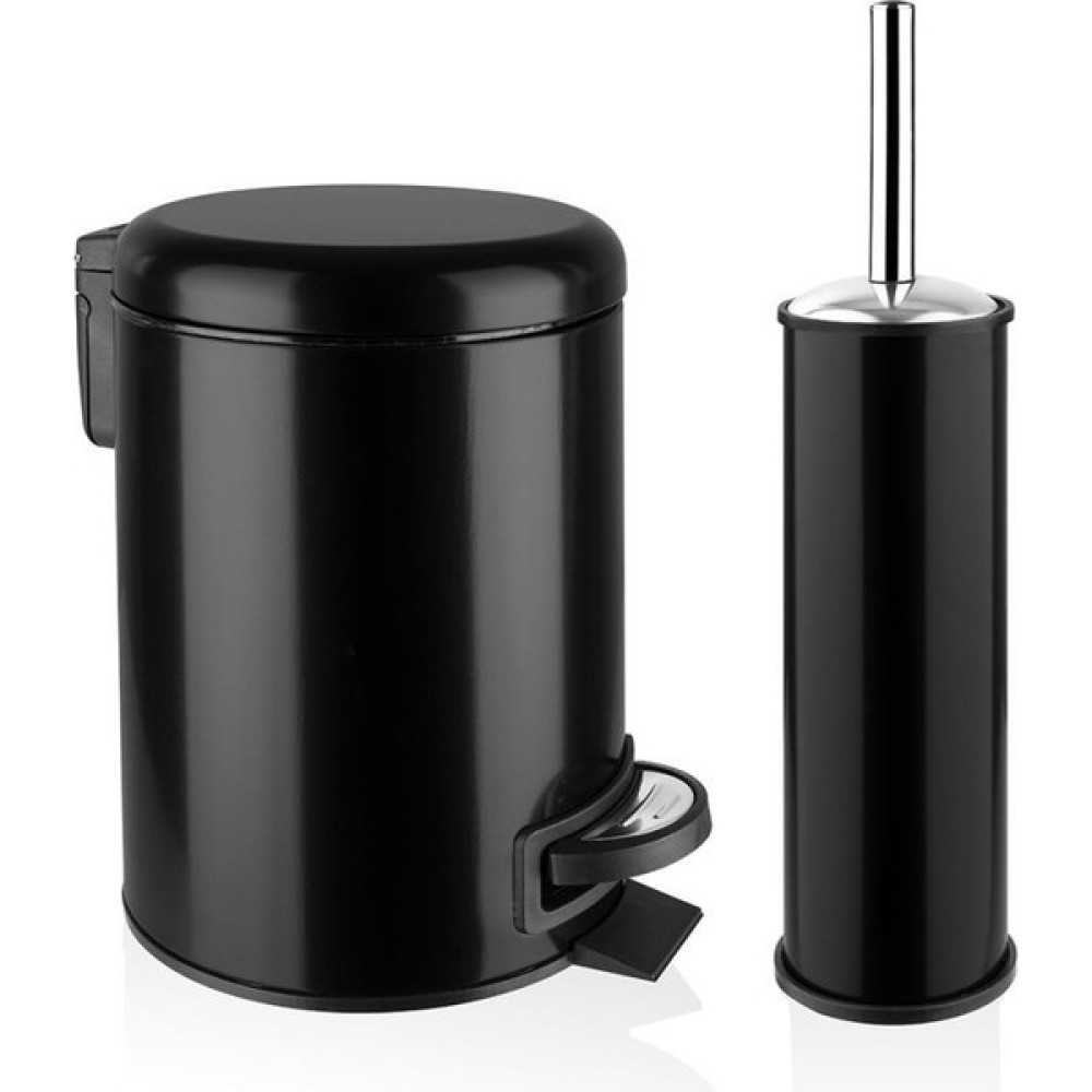 Flosoft Elit Paslanmaz Çelik 2'li Banyo Seti Siyah (3 Lt. Çöp Kovası + Tuvalet Fırçası) - 26 x 20,5 cm Çöp Kovaları Fiyatı