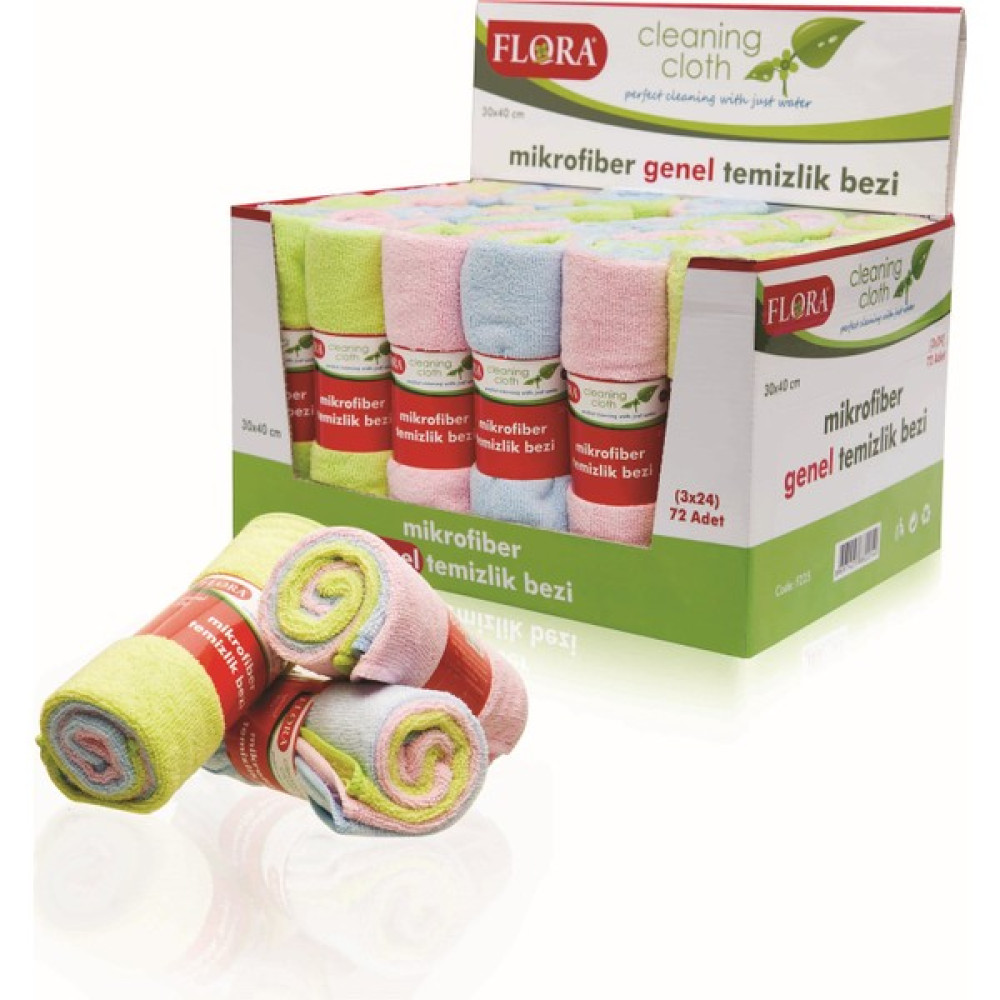 Flosoft Flora 3'lü Mikrofiber Temizlik Bezi 30 x 40 cm - Pembe - Yeşil - S Oto Boyaları Fiyatı