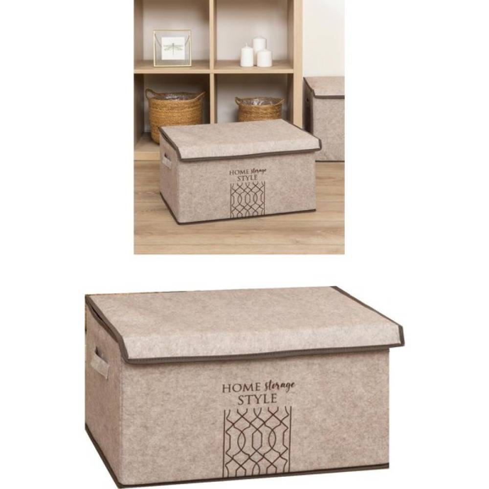 Flosoft Keçe Kapaklı Maxi Hurç Kutu, Çok Amaçlı Düzenleyici Kutu Organizer Sandık Maxi Boy 47X37X24CM Kahve Eşya Saklama / Düzenleme Fiyatı