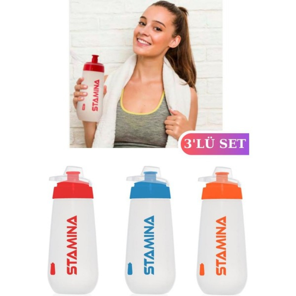 Flosoft Sporcu Matarası, Su Şişesi Okul Suluğu 720ML x 3 Adet - Renkli - 720 ml Suluk Fiyatı