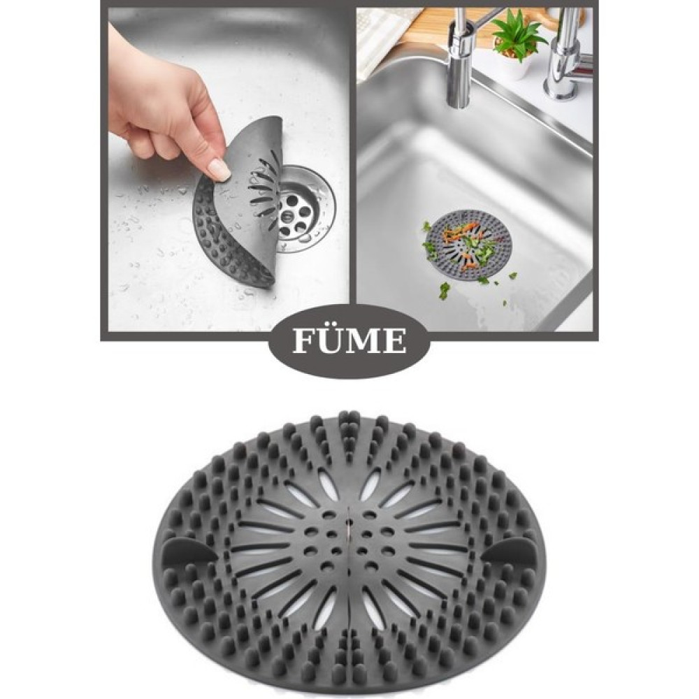 Flosoft Süzgeçli Lavabo Banyo Küvet Tıkacı, Yuvarlak Evye Küvet Banyo Gider Kapağı Füme - Renk - Gri Mutfak Gereçleri Fiyatı