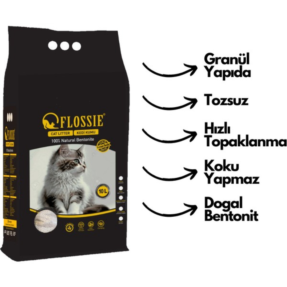 Flossie Granül Bentonit Kedi Kumu 10 Litre (Aktif Karbonlu) Evcil Hayvan Ürünleri Fiyatı