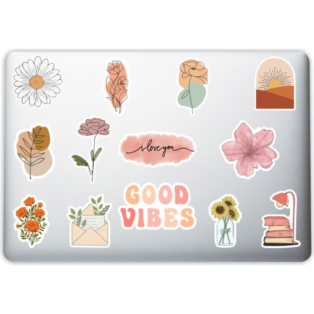 Flower Çiçek Temalı Dekoratif Laptop Notebook Tablet Telefon Sticker Set 08 - 22 x 17 cm Sticker Fiyatı