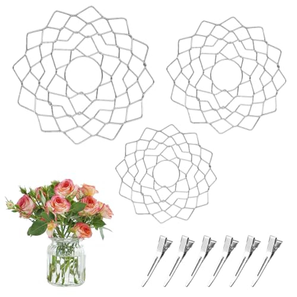Flower Wire Holder Flower Arrangement Holder Wire Flower Frog Tool 3 Pcs,Stainless Steel Flower Lid Arranger for Vase Floral Stems Bouquets Plant Fixation