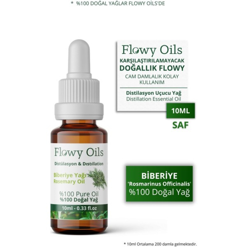 Flowy Oils Biberiye Yağı %100 Doğal Bitkisel Uçucu Yağ Rosemary Oil 10 ml Nemlendiriciler Fiyatı