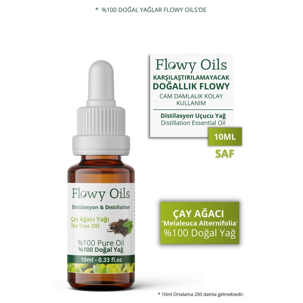 Flowy Oils Çay Ağacı Yağı %100 Doğal Bitkisel Uçucu Yağ Tea Tree Oil 10ml Cilt ve Yüz Bakımı Fiyatı