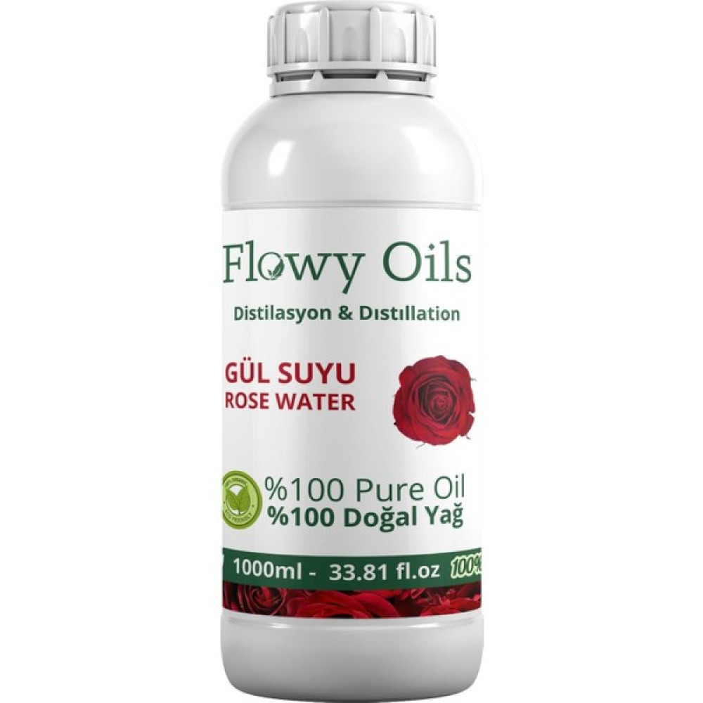 Flowy Oils Gül Suyu %100 Tam Saf Doğal Yağlı Distilasyon Hidrosöl Suyu Rose Hydrosol 1000ML 1 Litre Cilt Temizleme ve Peeling Fiyatı