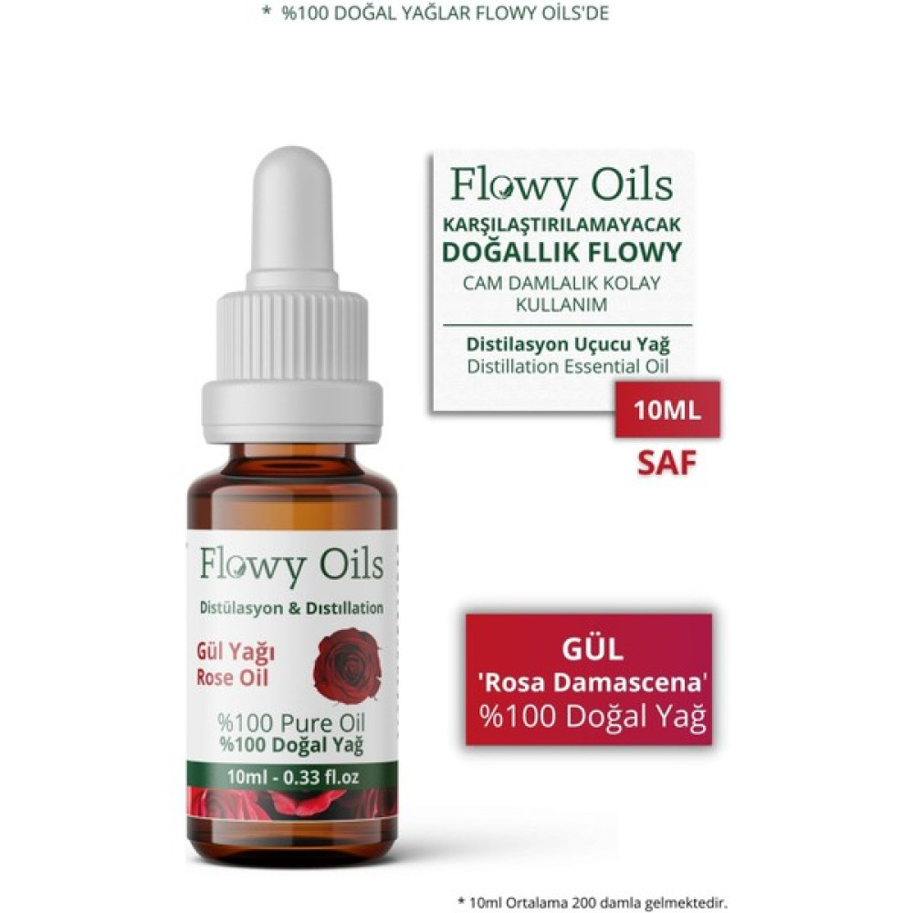 Flowy Oils Gül Yağı %100 Doğal Bitkisel Uçucu Yağ Rose Oil 10 ml Nemlendiriciler Fiyatı
