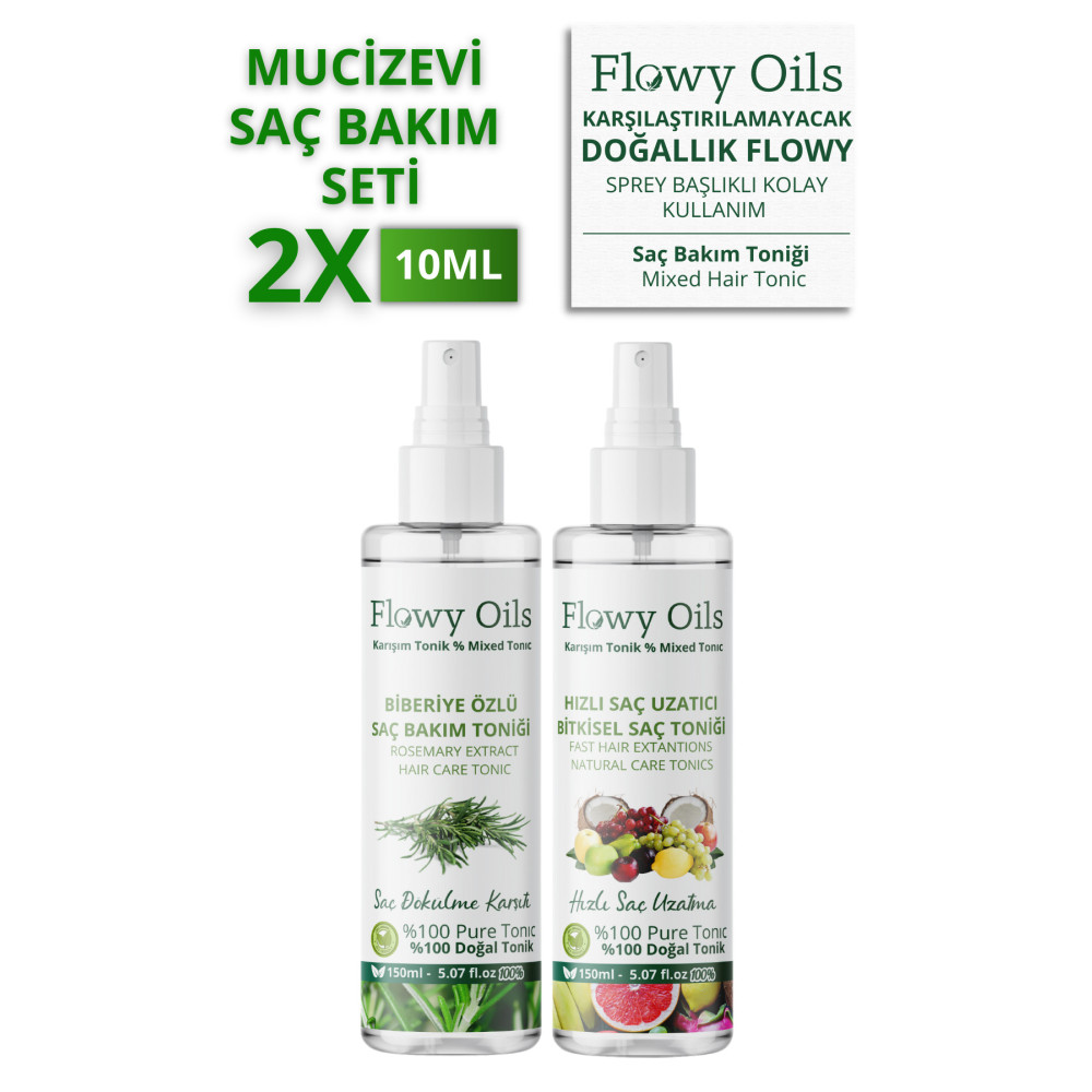 Flowy Oils Hızlı Saç Uzatma Etkili Ve Saç Dökülme Karşıtı 2li Saç Bakım Toniği Doğal Bitkisel Sprey 2X 150ml Saç Bakım Losyonu / Toniği Fiyatı