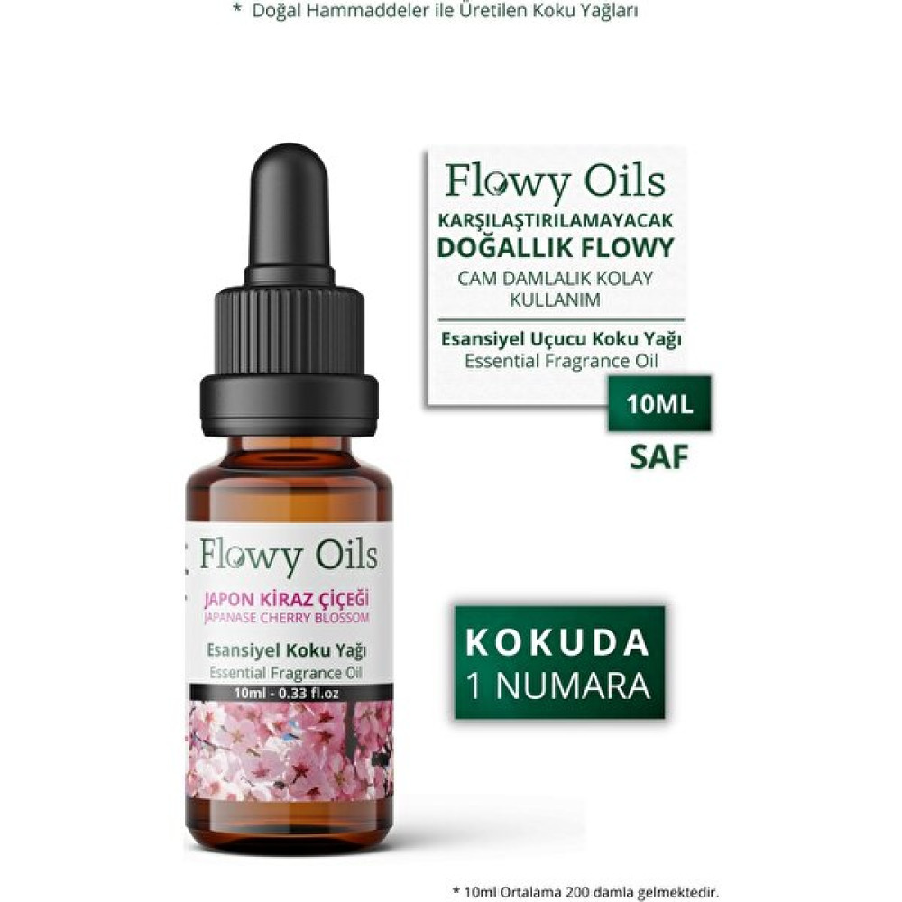 Flowy Oils Japon Kirazı Saf Esansiyel Uçucu Koku Yağı Esans Buhurdanlık Yağı Difüzör Esansı Fragrance 10 ml Oda Kokusu Fiyatı