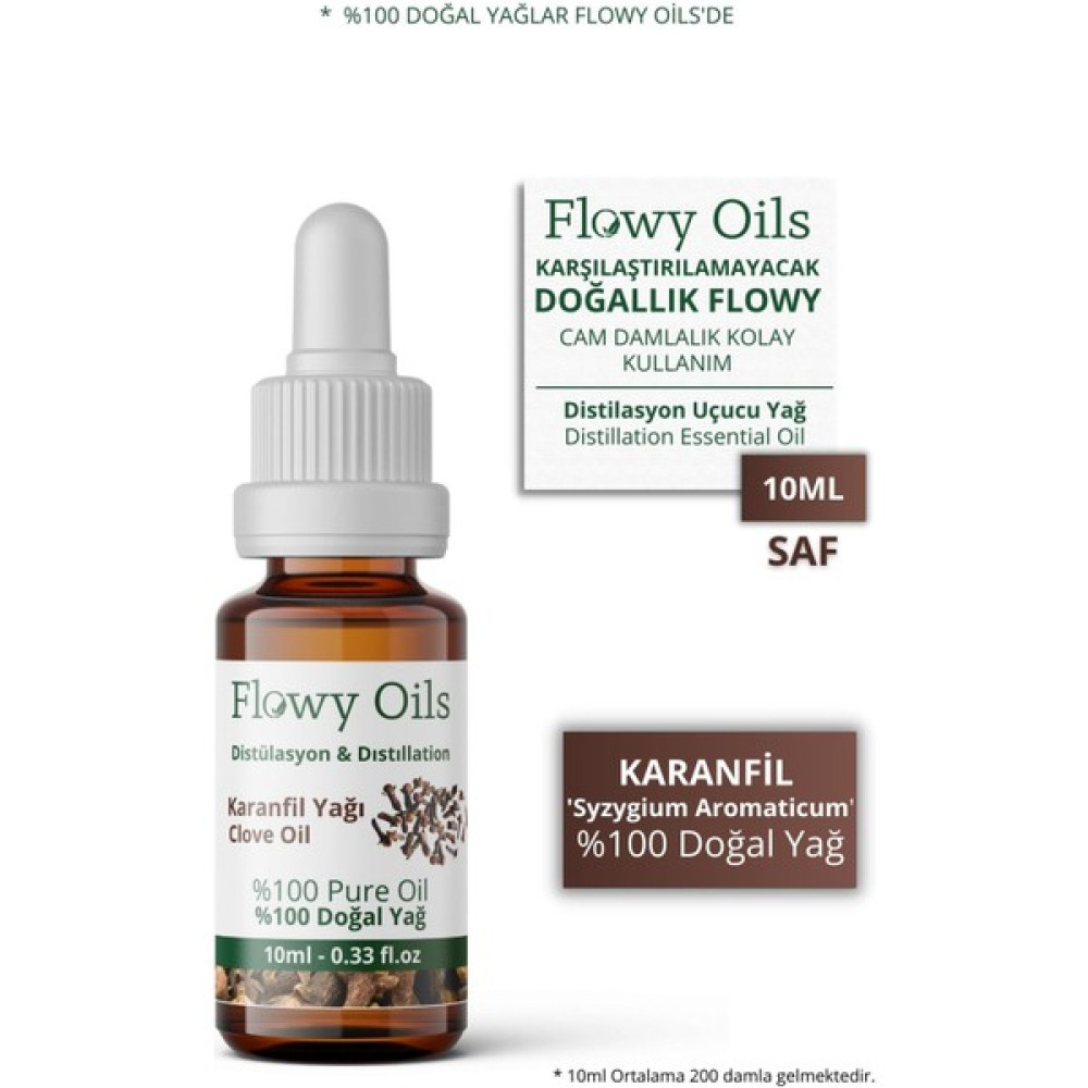 Flowy Oils Karanfil Yağı %100 Doğal Bitkisel Uçucu Yağ Clove Oil 10 ml Nemlendiriciler Fiyatı