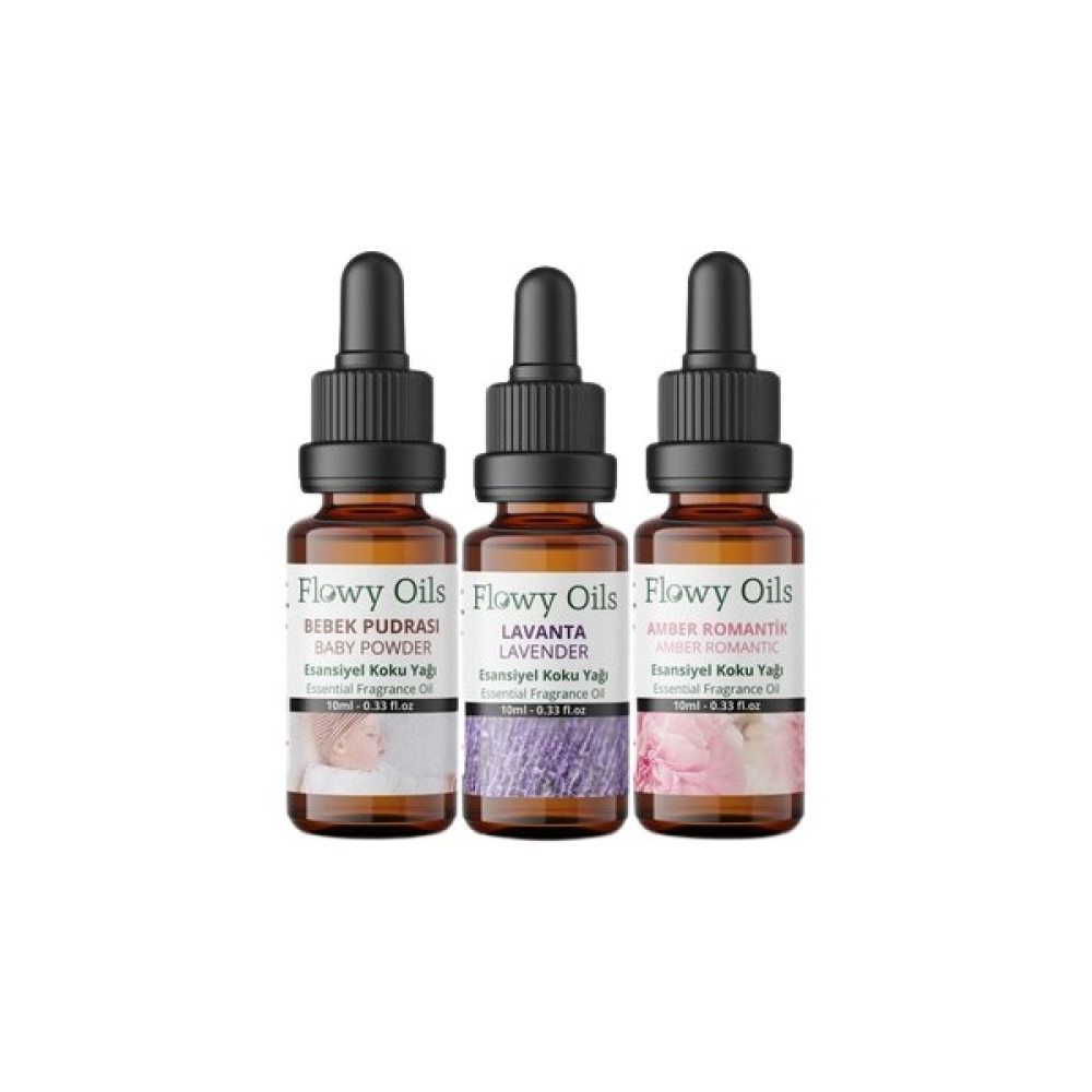 Flowy Oils Lavanta, Amber Romantik, Bebek Pudrası Esans Buhurdanlık Yağı 3 x 10 ml Oda Kokusu Fiyatı
