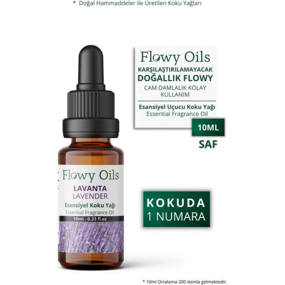 Flowy Oils Lavanta Saf Esansiyel Uçucu Koku Yağı Esans Buhurdanlık Yağı Difüzör Esansı Fragrance Oil 10 ml Oda Kokusu Fiyatı