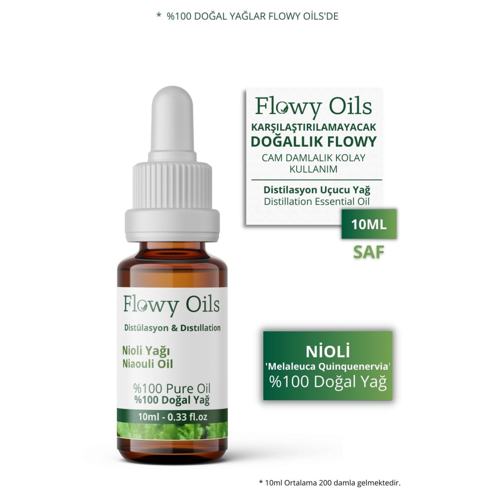 Flowy Oils Nioli Yağı Saf Sertifikalı %100 Doğal Bitkisel Uçucu Yağ Niaouli Essential Oil 10ml Cilt ve Yüz Bakımı Fiyatı