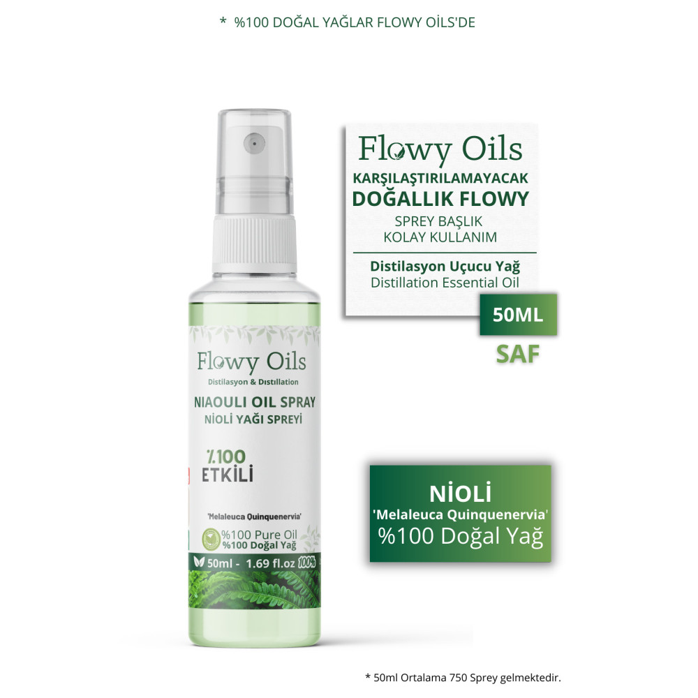 Flowy Oils Nioli Yağı Suyu Saf Enfeksiyon Önleyici %100 Tam Saf Doğal Yağlı Distilasyon Hidrosöl Niaouli 50ml Cilt ve Yüz Bakımı Fiyatı