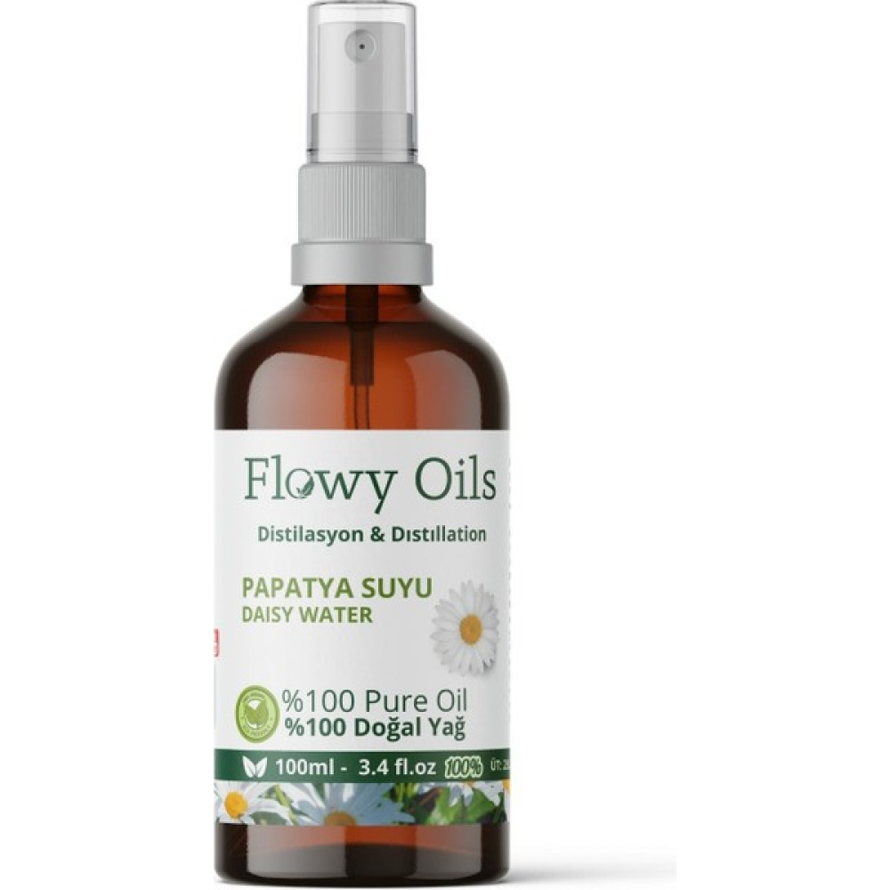 Flowy Oils Papatya Suyu Cam Şişe %100 Tam Saf Doğal Yağlı Distilasyon Hidrosöl Suyu Chamomille Hydrosol 100ML Cilt Temizleme ve Peeling Fiyatı