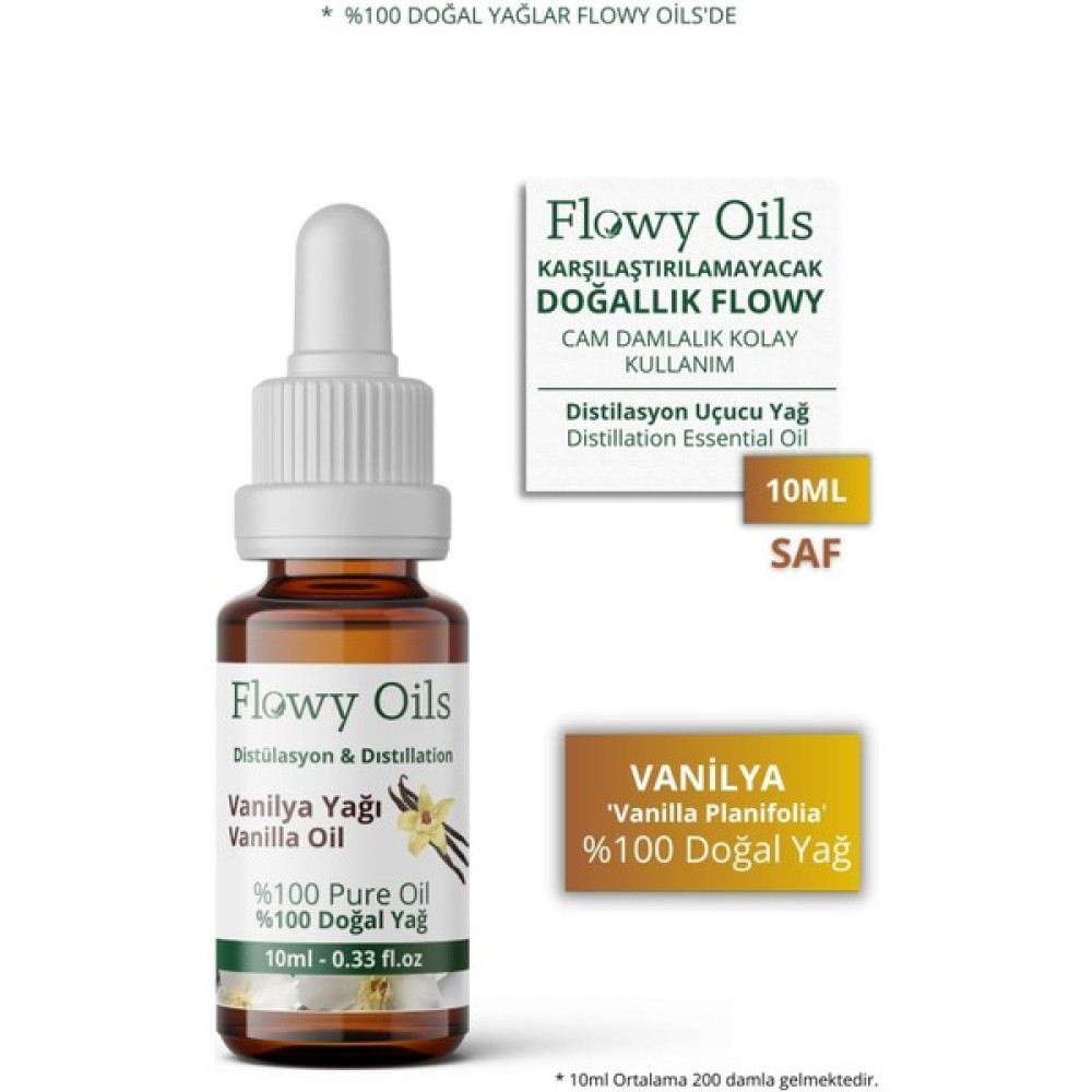 Flowy Oils Vanilya Yağı %100 Doğal Bitkisel Uçucu Yağ Vanilla Oil 10 ml Nemlendiriciler Fiyatı