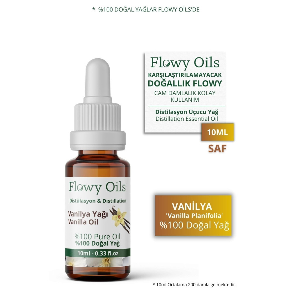 Flowy Oils Vanilya Yağı %100 Doğal Bitkisel Uçucu Yağ Vanilla Oil 10ml Cilt ve Yüz Bakımı Fiyatı
