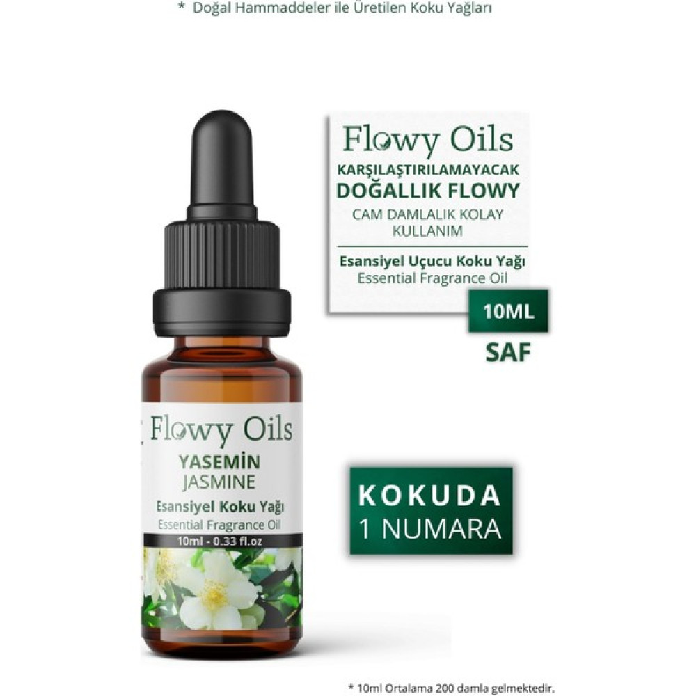 Flowy Oils Yasemin Saf Esansiyel Uçucu Koku Yağı Esans Buhurdanlık Yağı Difüzör Esansı Fragrance Oil 10 ml Oda Kokusu Fiyatı