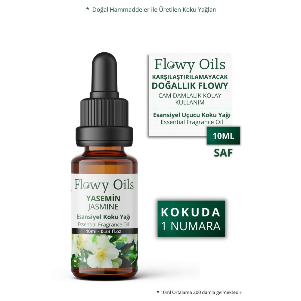 Flowy Oils Yasemin Saf Esansiyel Uçucu Koku Yağı Esans Buhurdanlık Yağı Difüzör Esansı Fragrance Oil 10ml Deterjan ve Temizlik Ürünleri Fiyatı