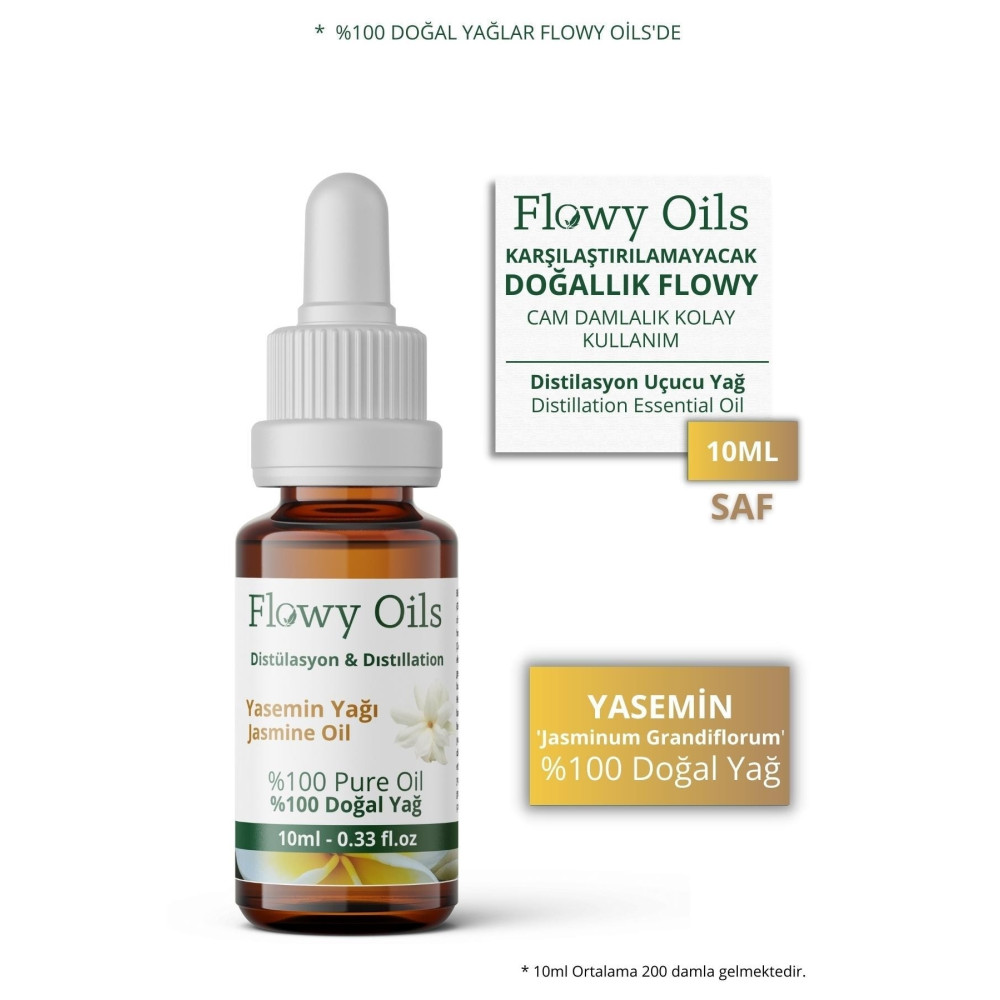 Flowy Oils Yasemin Yağı %100 Doğal Bitkisel Uçucu Yağ Jasmine Oil 10ml Cilt ve Yüz Bakımı Fiyatı