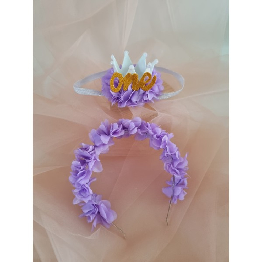 Fluffy Dreams Lila Lazer Çiçekli 1 Yaş Doğum Günü Parti One Prenses Tacı , Anne Kız Tacı Toka, Taç & Saç Bandı Fiyatı
