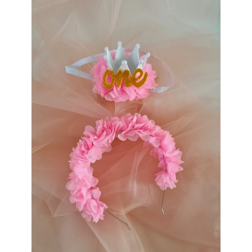 Fluffy Dreams Şeker Pembe Lazer Çiçekli 1 Yaş Doğum Günü Parti One Prenses Tacı , Anne Kız Tacı Toka, Taç & Saç Bandı Fiyatı